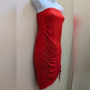 Privacy Please Bodycon red ruched Tube Dress XS Skirt